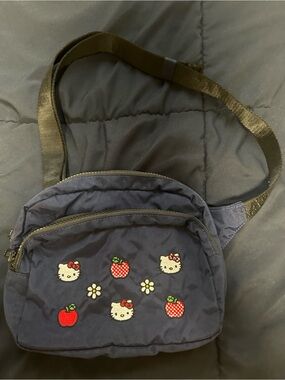BAGGU Navy Shoulder Bag with Hello Kitty & Apple Patches